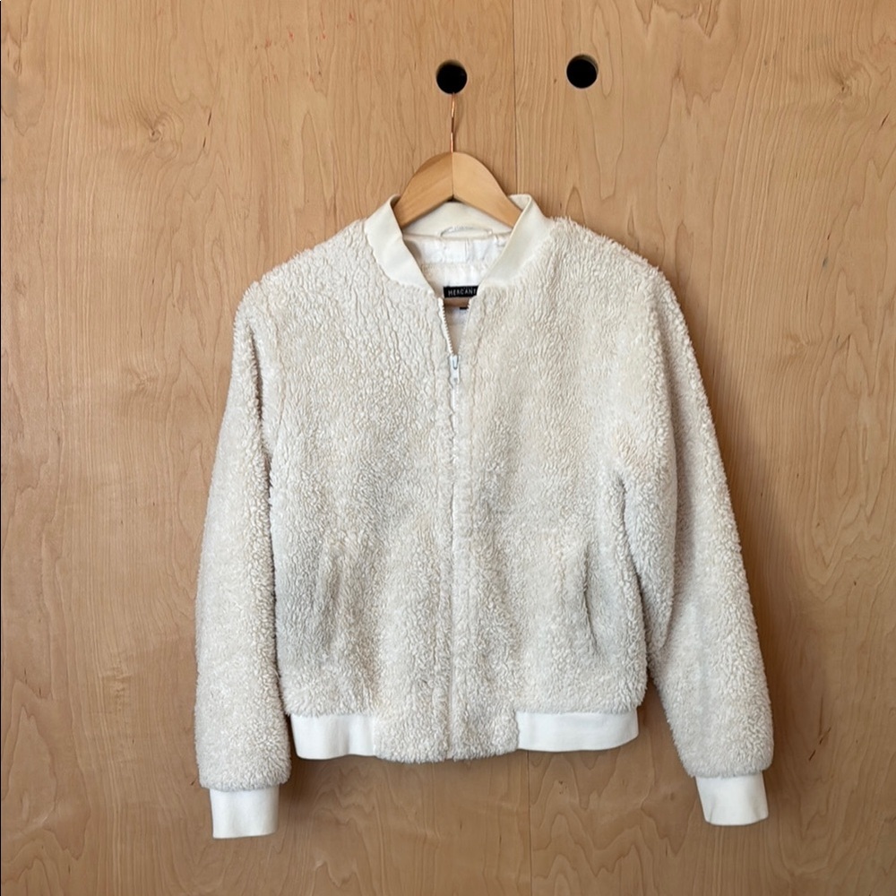 Cream Sherpa Bomber Jacket